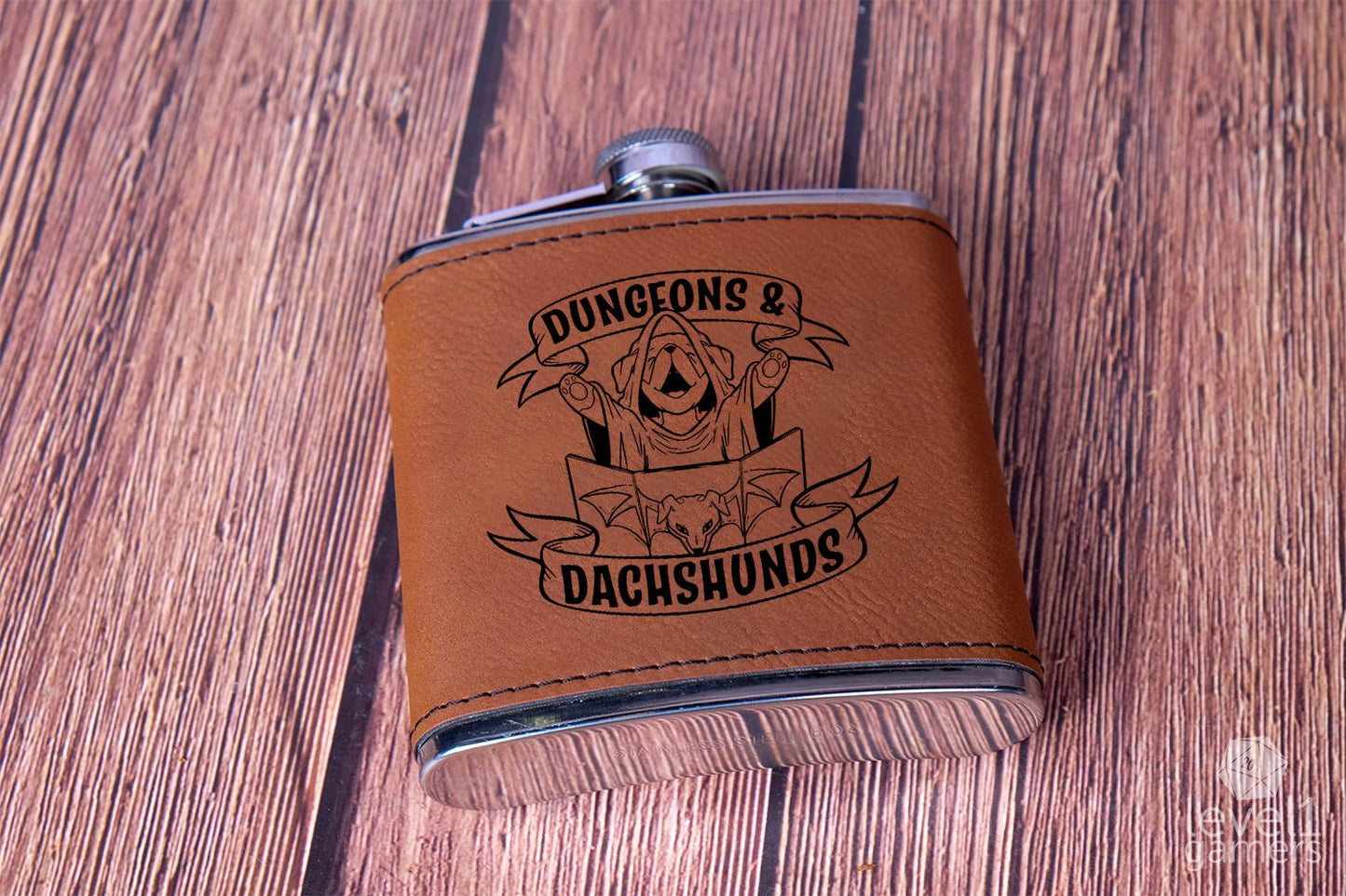 Dungeons & Dachshunds Flask  Level 1 Gamers   