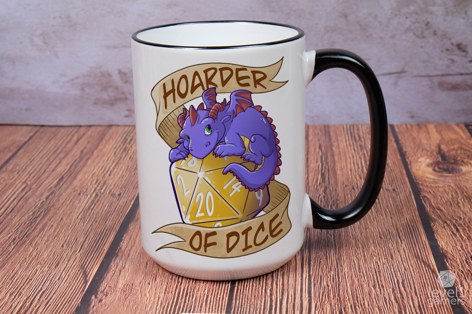 Hoarder of Dice Dragon Mug Mugs Level 1 Gamers   
