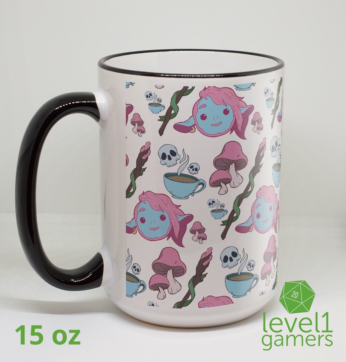 Caduceus Pattern Mug, Critical Role Themed Mug  Level 1 Gamers   