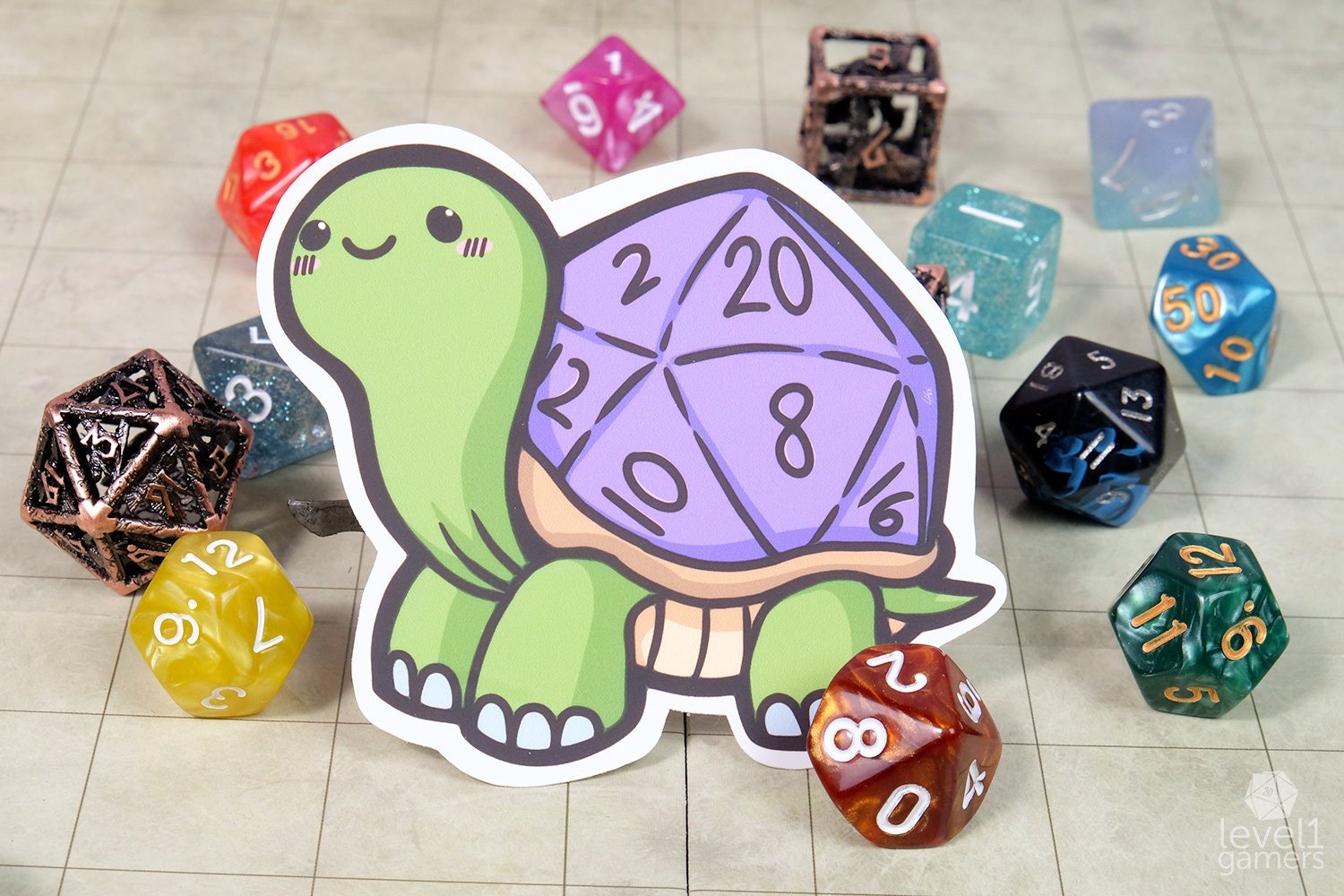 D20 Tortoise Sticker  Level 1 Gamers   