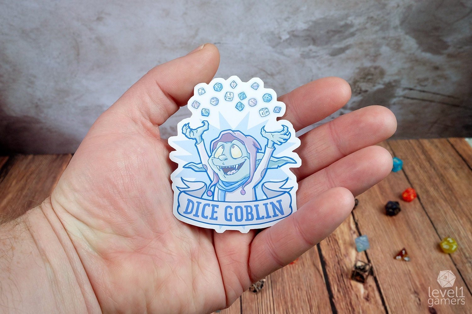 Dice goblin Sticker  Level 1 Gamers   