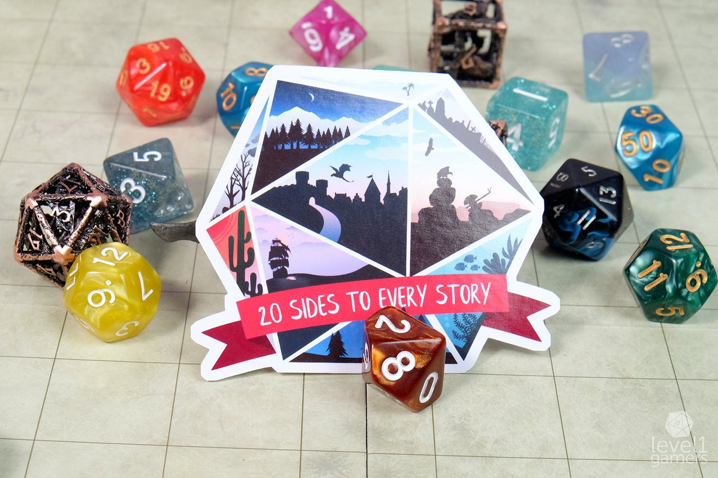 20 Sides to Every Story Sticker  Level 1 Gamers   