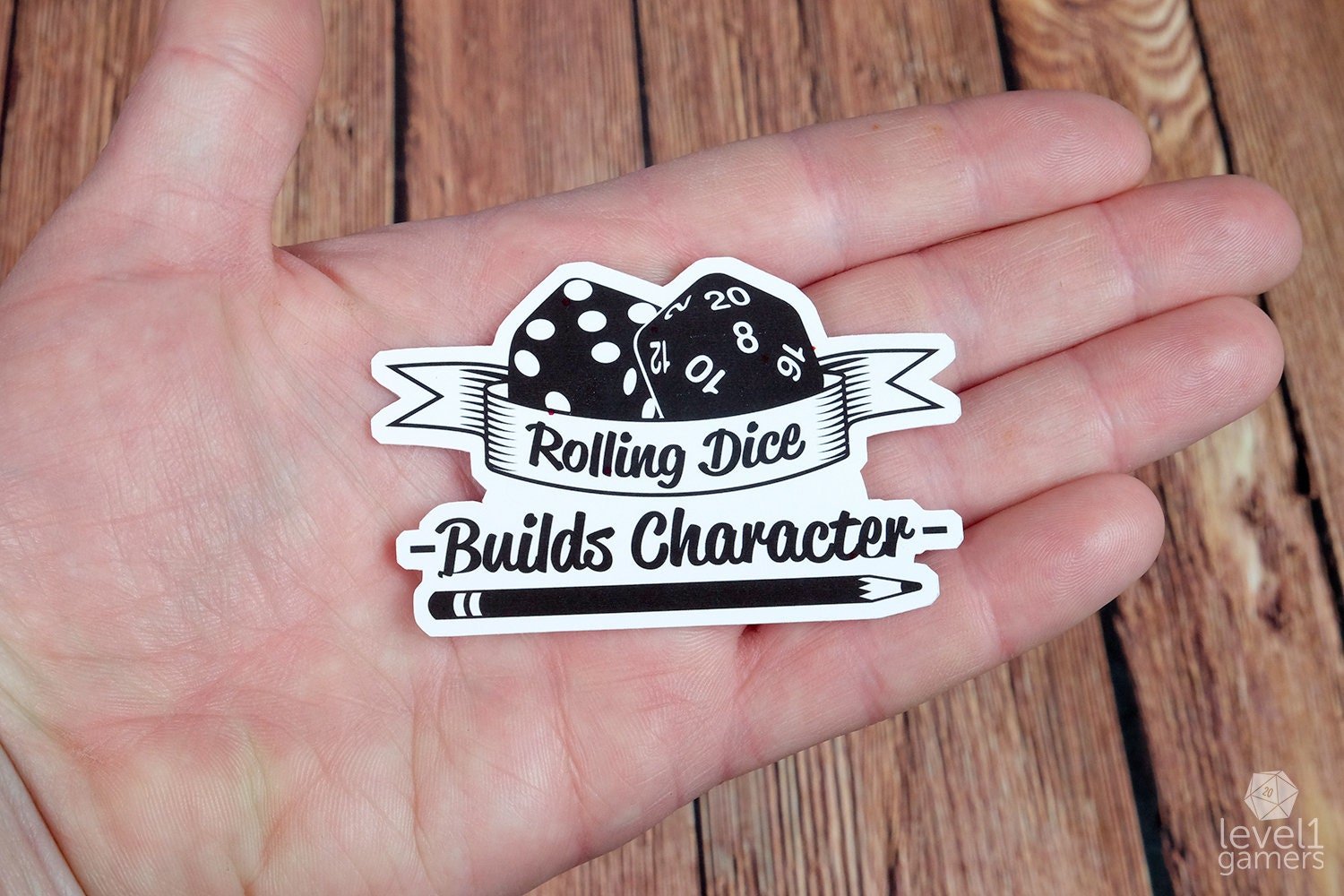 Rolling Dice Builds Character Sticker Level 1 Gamers