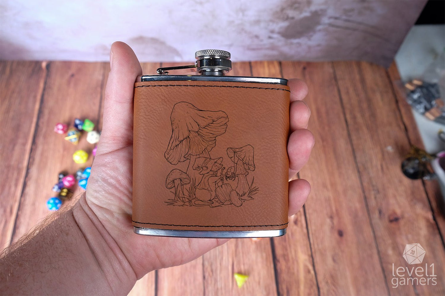 Mouse Among The Mushrooms Flask  Level 1 Gamers   