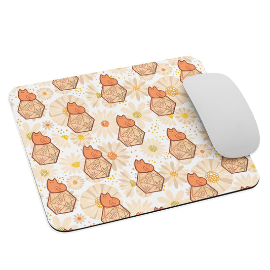 Teeny Cat on a D20 Pattern  Mouse pad  Level 1 Gamers Default Title  