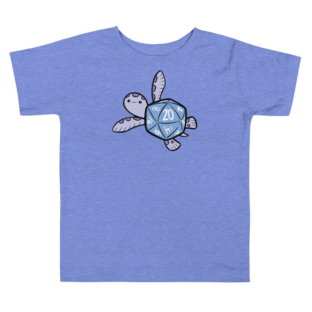D20 Sea Turtle Toddler Short Sleeve Tee  Level 1 Gamers Heather Columbia Blue 2T 