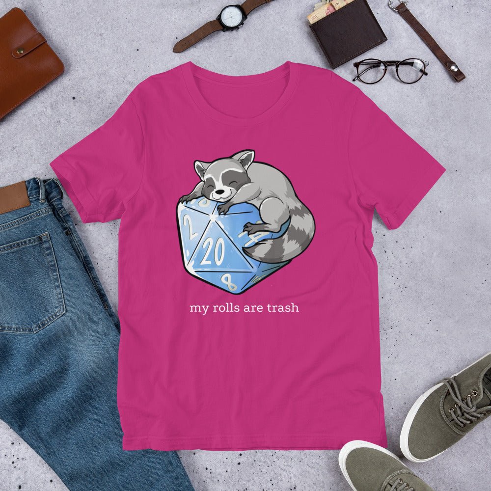 My Rolls are Trash Raccoon Unisex t-shirt  Level 1 Gamers Berry S 