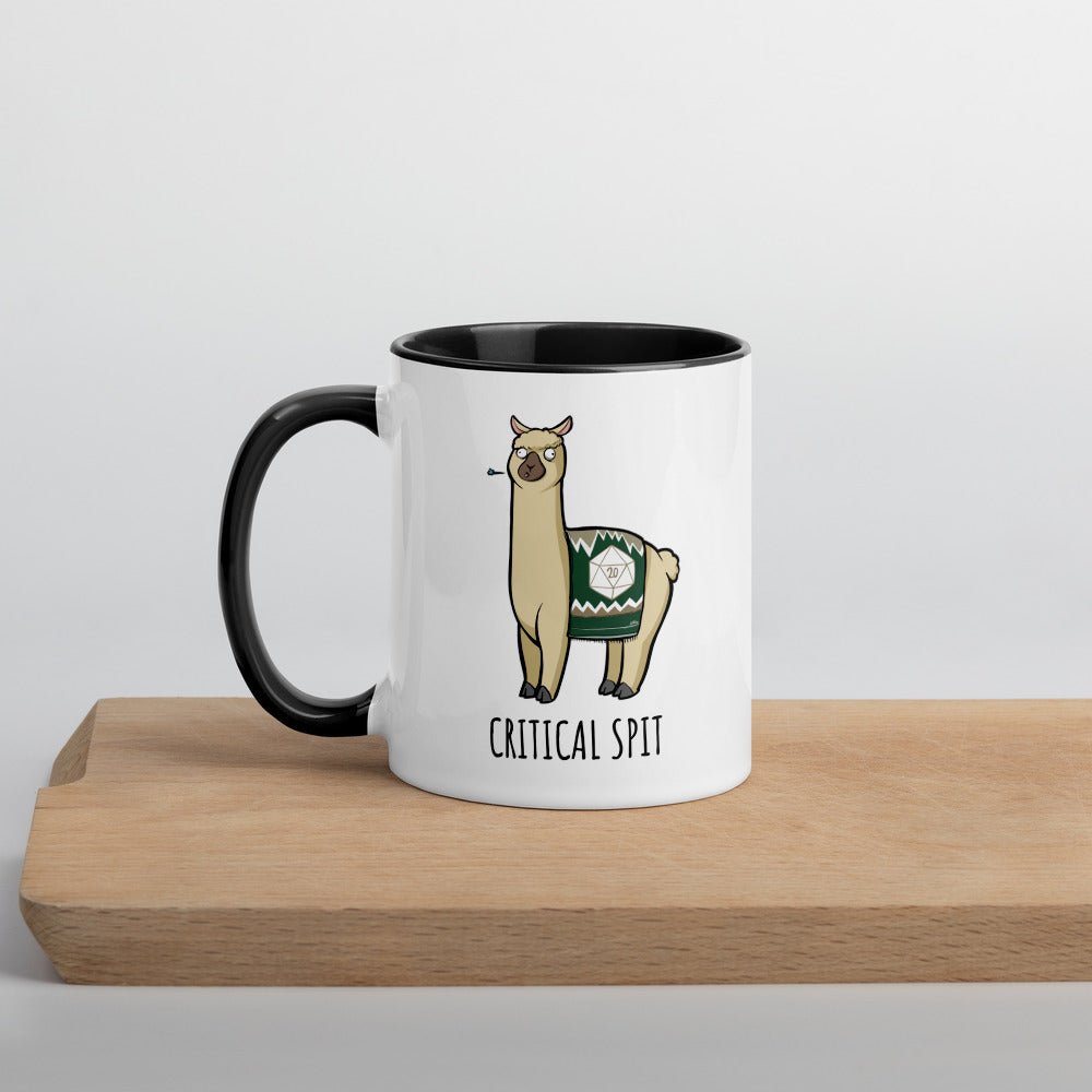 Critical Spit Llama Mug with Color Inside  Level 1 Gamers Black 11oz 