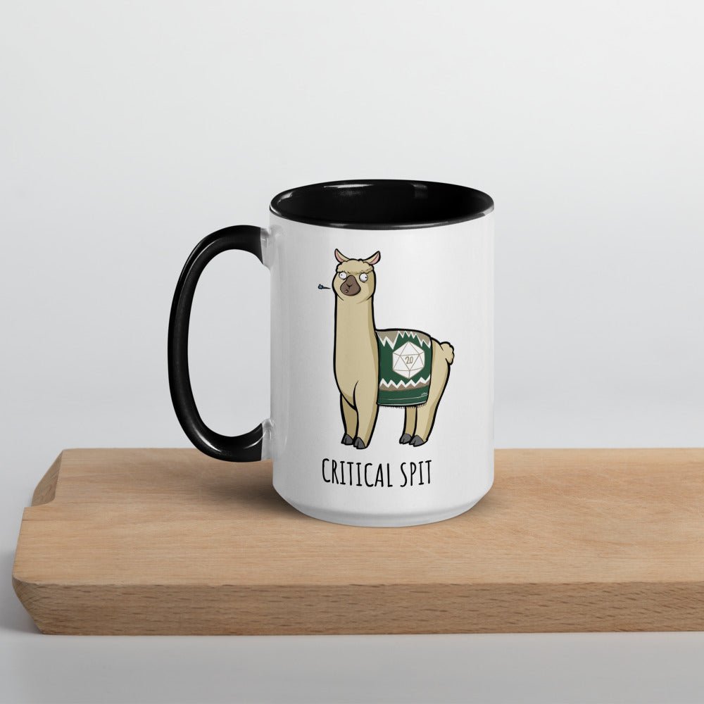 Critical Spit Llama Mug with Color Inside  Level 1 Gamers Black 15oz 