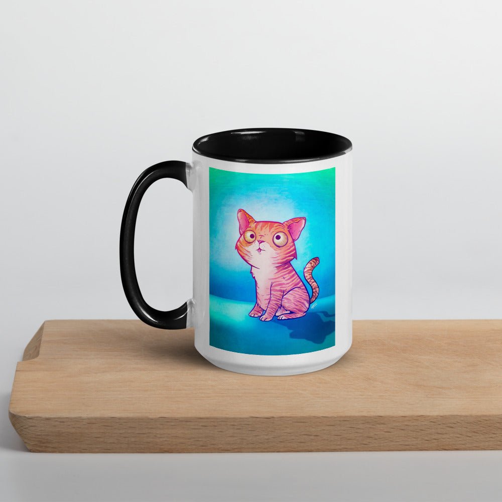 Artie the Tabby Cat  Mug with Color Inside  Level 1 Gamers Black 15oz 