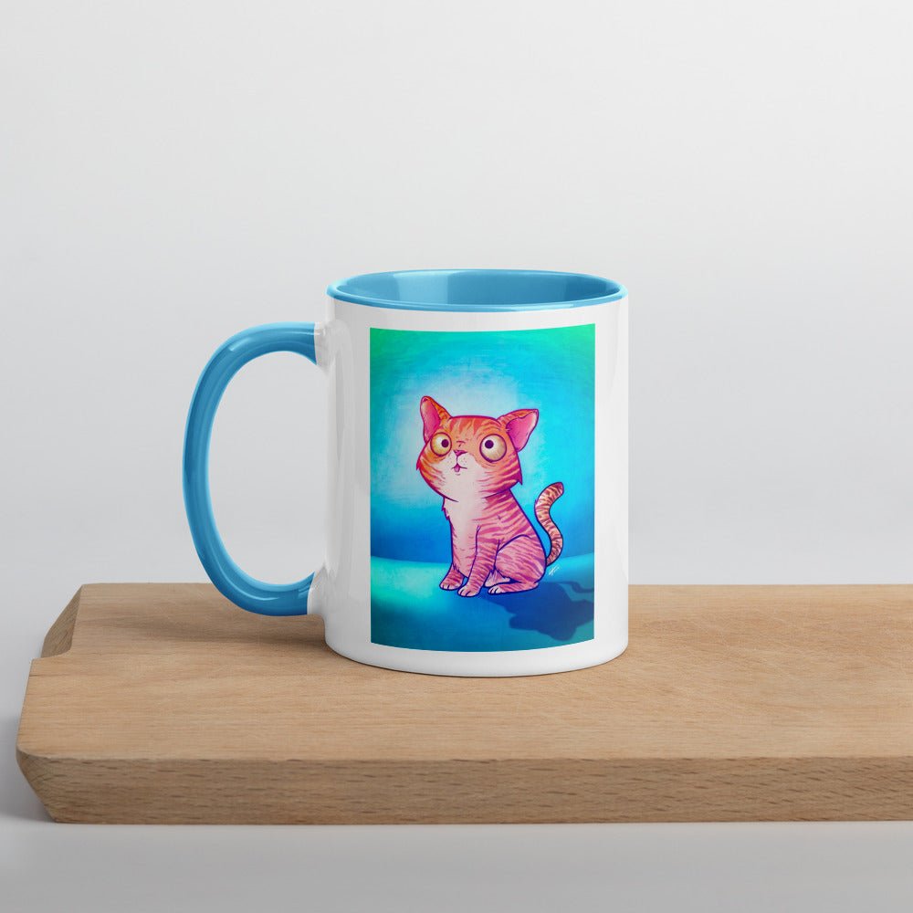 Artie the Tabby Cat  Mug with Color Inside  Level 1 Gamers Blue 11oz 