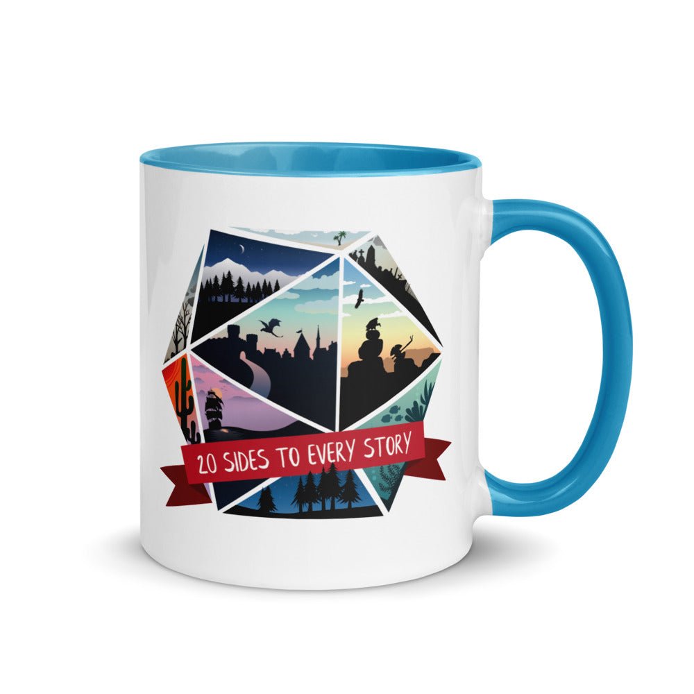 20 Sides to Every Story Mug with Color Inside  Level 1 Gamers Blue 11oz 