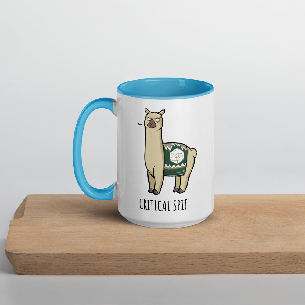 Critical Spit Llama Mug with Color Inside  Level 1 Gamers Blue 15oz 