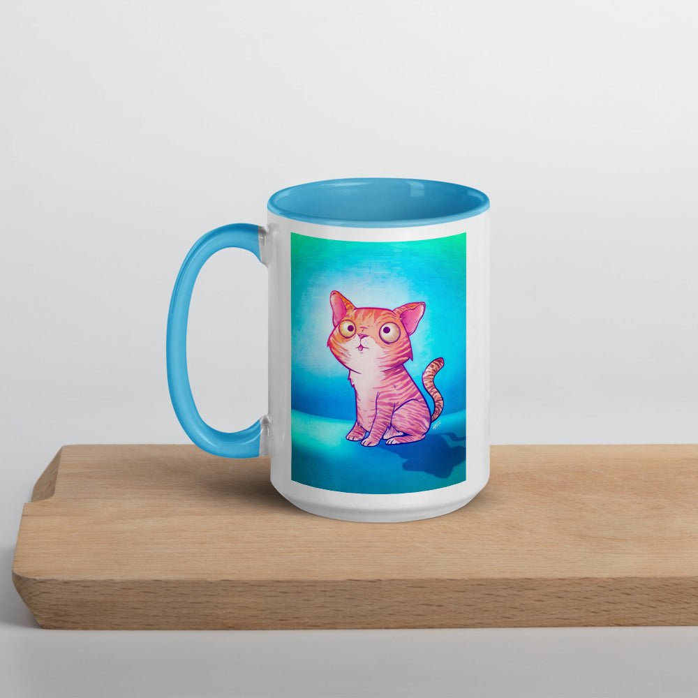 Artie the Tabby Cat  Mug with Color Inside  Level 1 Gamers Blue 15oz 