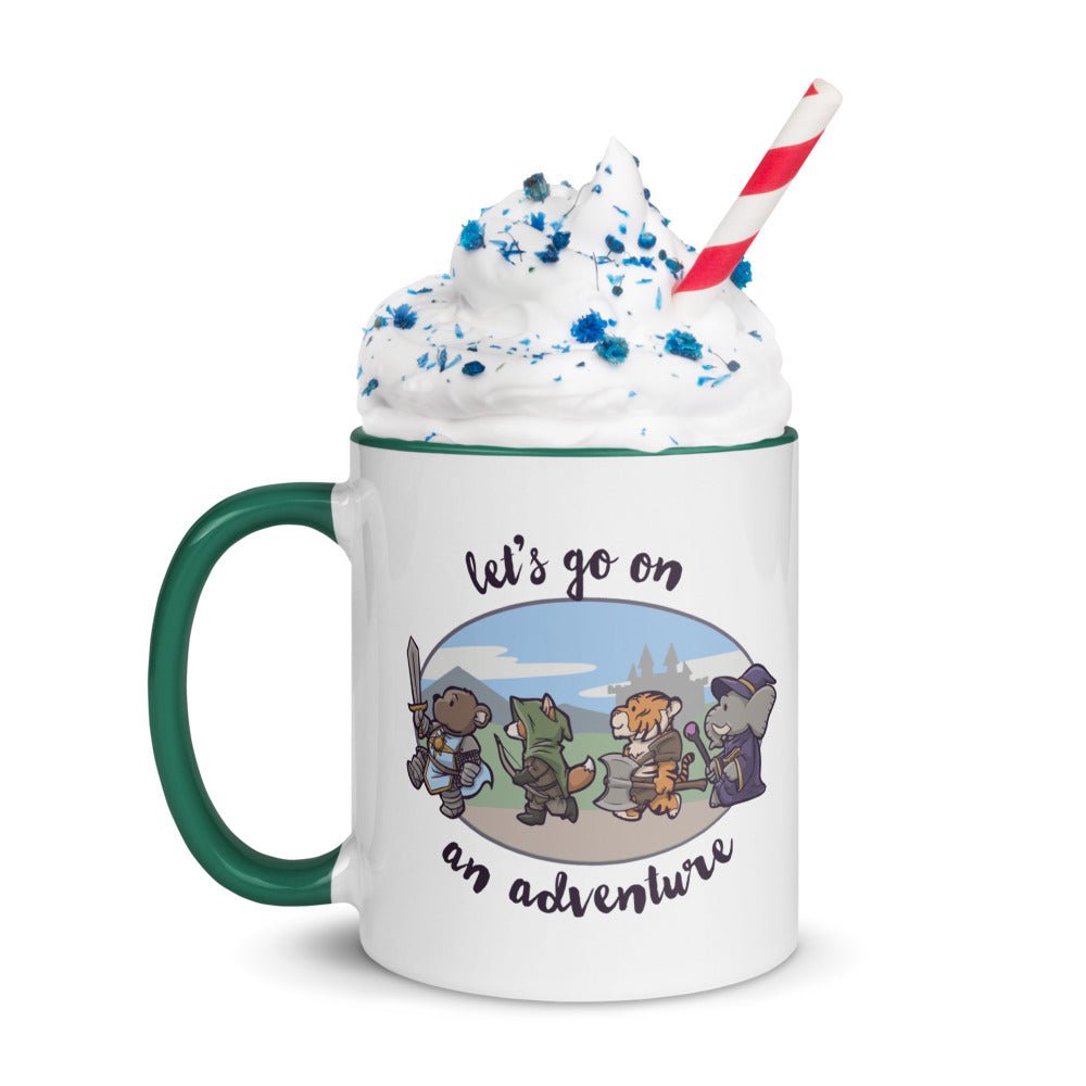 Let's Go on an Adventure Mug with Color Inside  Level 1 Gamers Dark Green 11oz 