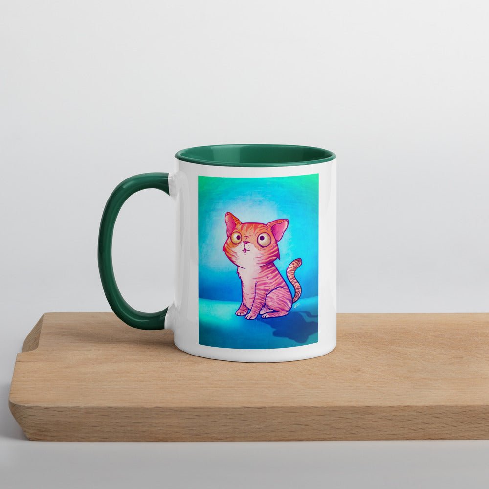 Artie the Tabby Cat  Mug with Color Inside  Level 1 Gamers Dark Green 11oz 