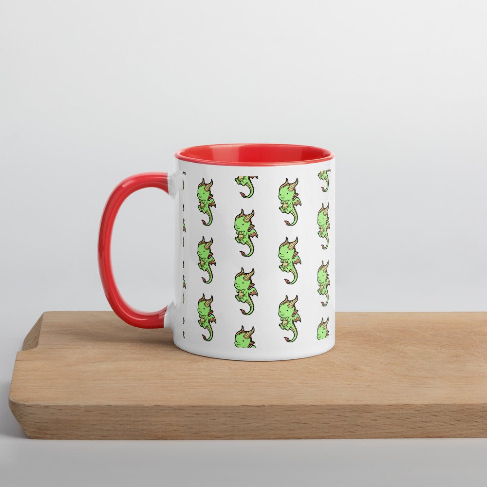 Baby Dragon Pattern Mug with Color Inside  Level 1 Gamers Red 11oz 