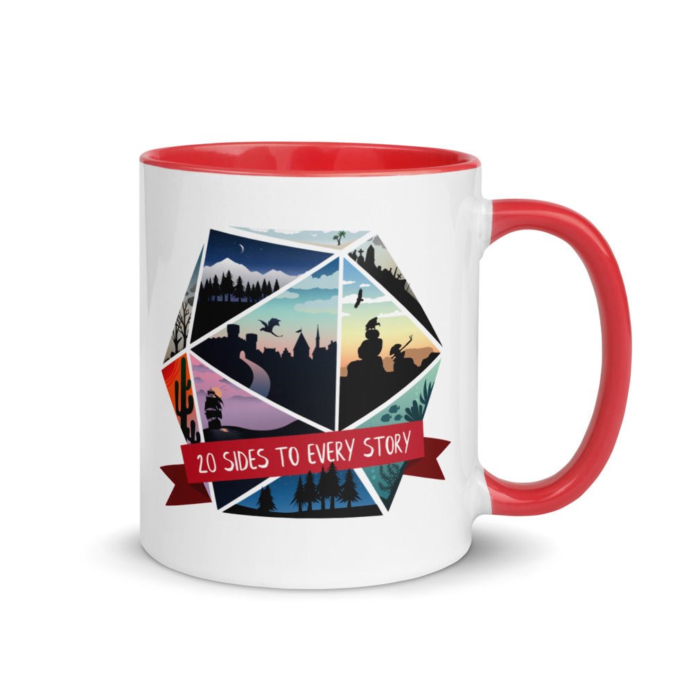 20 Sides to Every Story Mug with Color Inside  Level 1 Gamers Red 11oz 