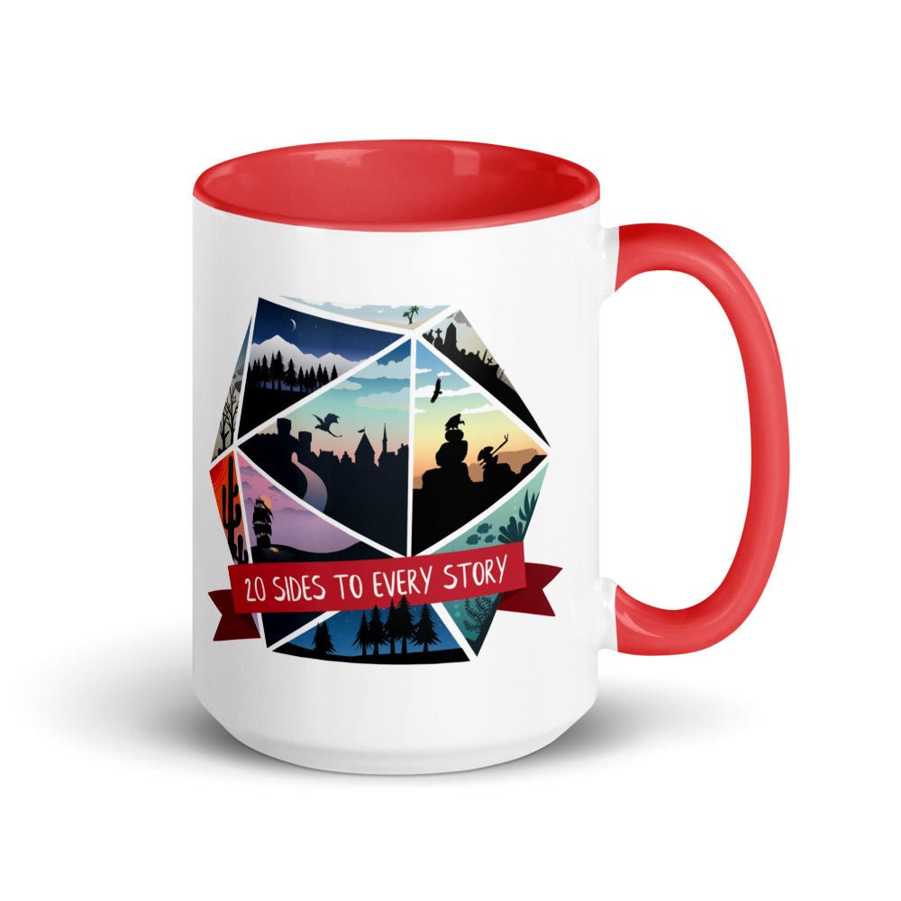20 Sides to Every Story Mug with Color Inside  Level 1 Gamers Red 15oz 