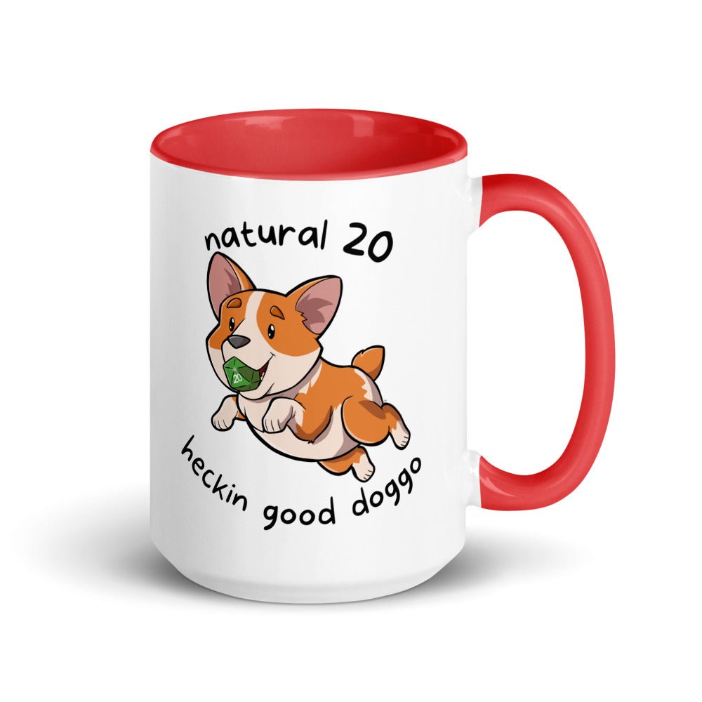 Nat 20 Corgi Heckin Good Doggo Mug with Color Inside  Level 1 Gamers Red 15oz 