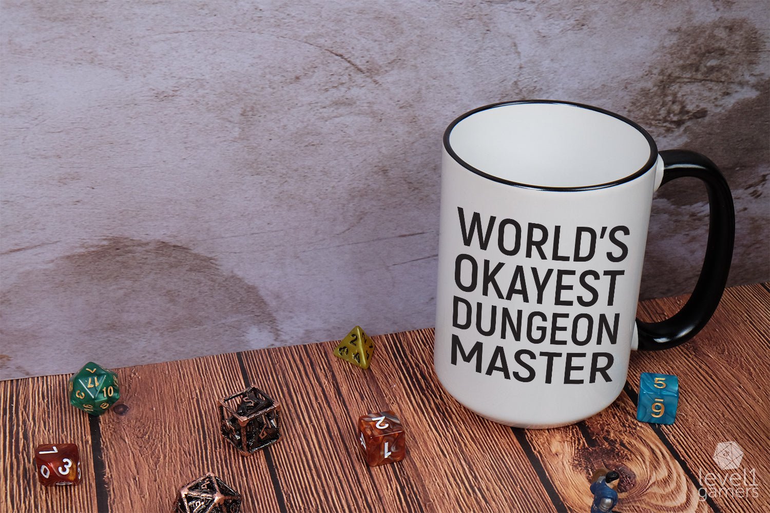 World's Okayest Dungeon Master Mug  Level 1 Gamers   