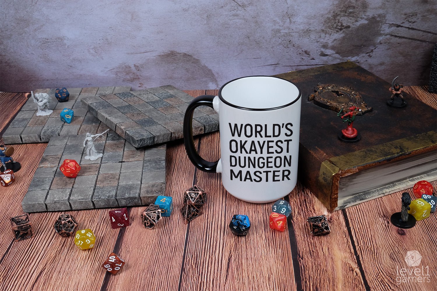 World's Okayest Dungeon Master Mug  Level 1 Gamers   