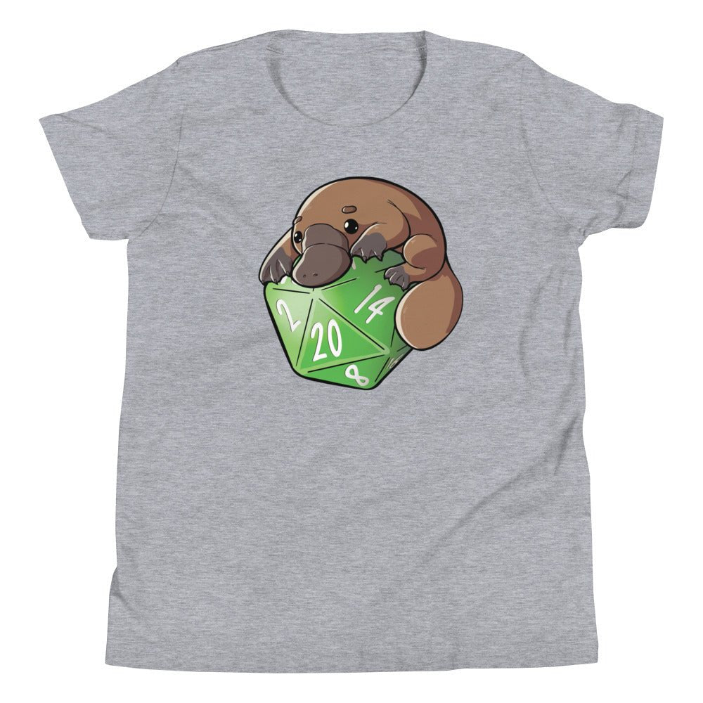 Platypus D20 Youth Short Sleeve T-Shirt  Level 1 Gamers Athletic Heather S 