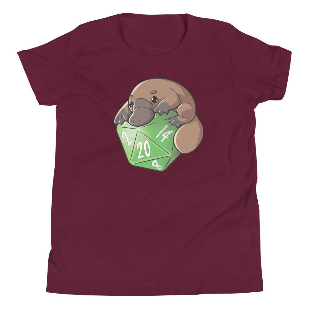 Platypus D20 Youth Short Sleeve T-Shirt  Level 1 Gamers Maroon S 